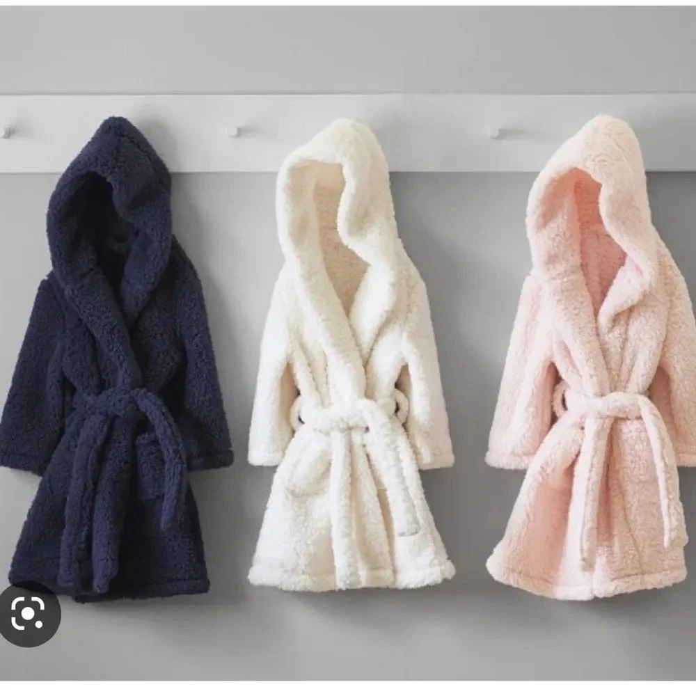 💥HOST PICK💥 Pottery Barn Kids Solid Sherpa Blue Robe Size 2T-3T